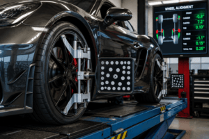 High-performance sports car radiator and coolant hoses with sensors