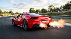 Sports car exhaust gas