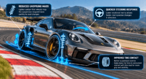 Carbon fiber wheels improving sports car handling